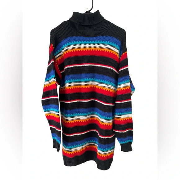 Vintage retro turtle neck striped sweater - Picture 1 of 4